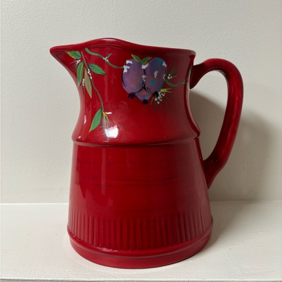 Tracy Porter 3 Qt. Jolly Ol' Snowy Sugar Plums Christmas Holiday Red Pitcher - Picture 4 of 6
